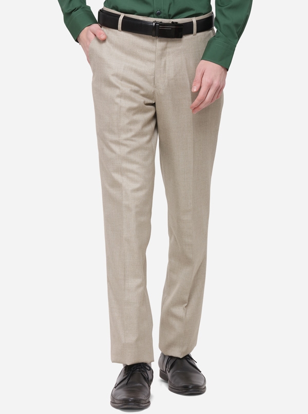 Greenfibre | Cream Solid Classic Fit Formal Trouser | Greenfibre
