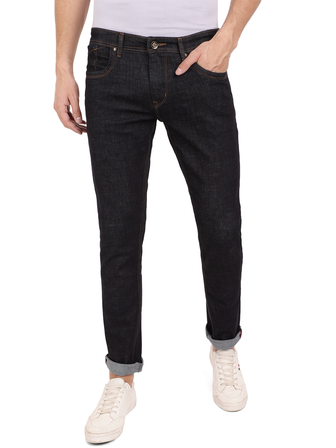 Greenfibre | Dark Indigo Blue Solid Narrow Fit Jeans | Greenfibre