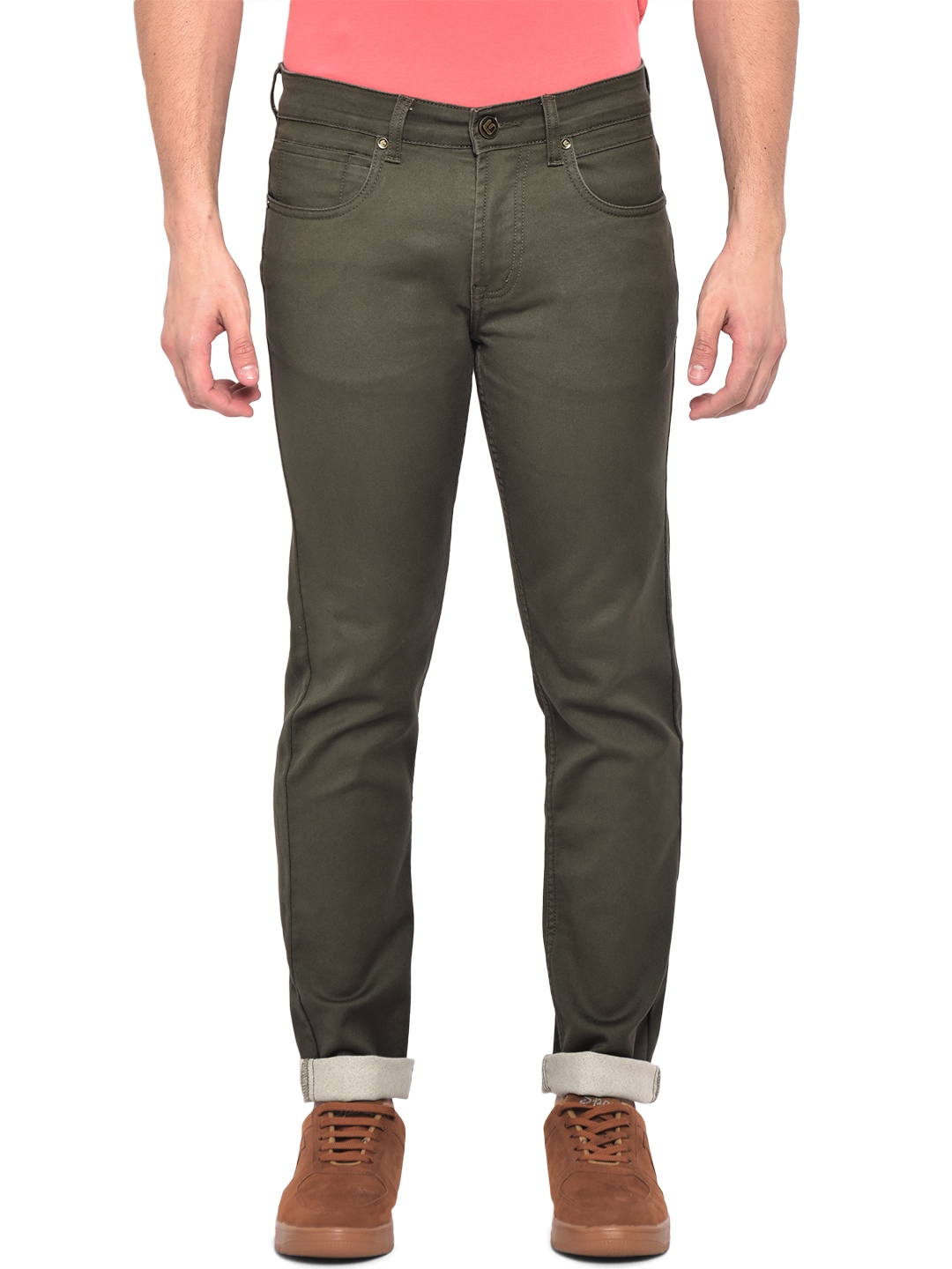 Olive Washed Narrow Fit Jeans | Greenfibre