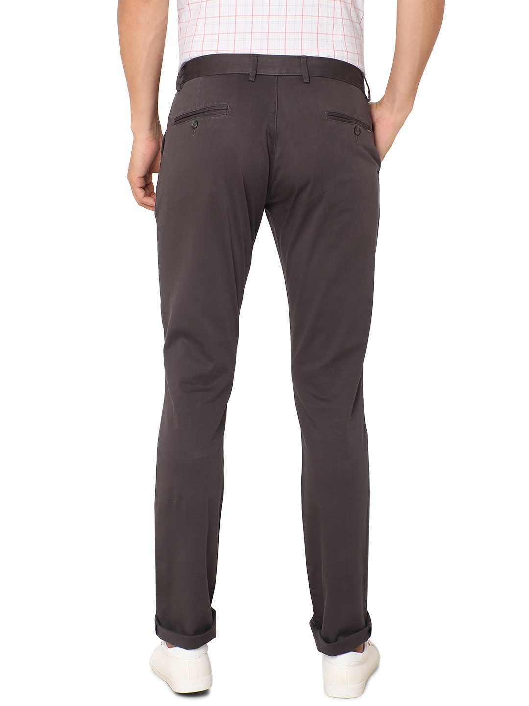 Dark Grey Solid Super Slim Fit Casual Trouser | Greenfibre