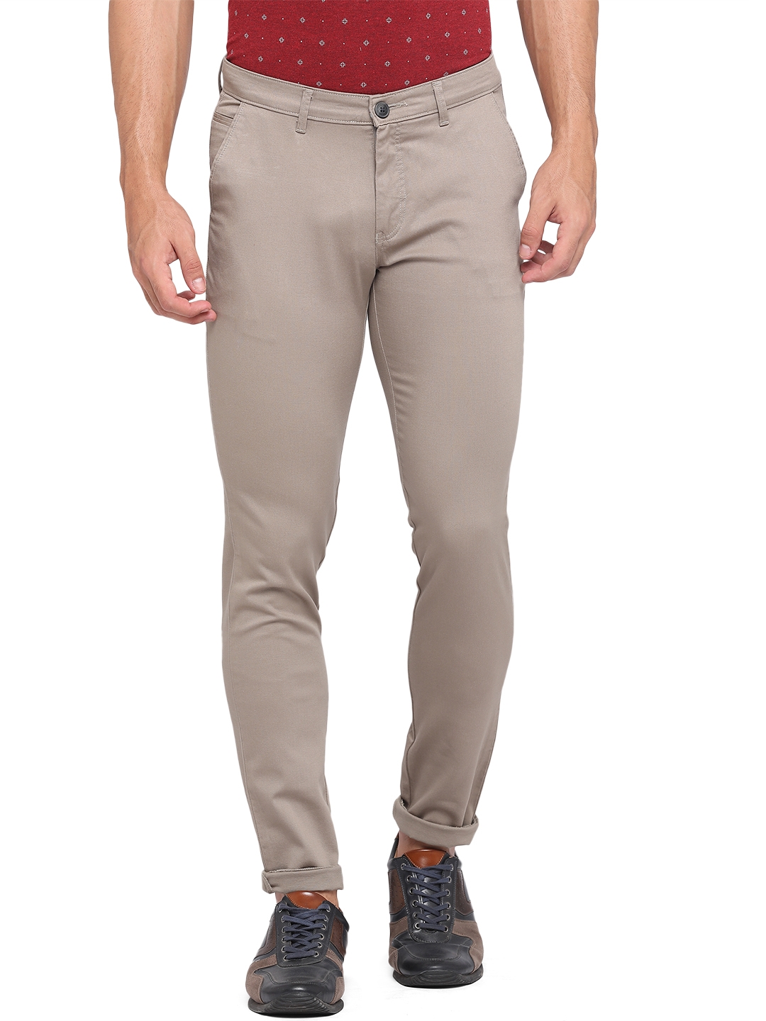 Greenfibre | Grey Solid Neo Fit Casual Trouser | Greenfibre