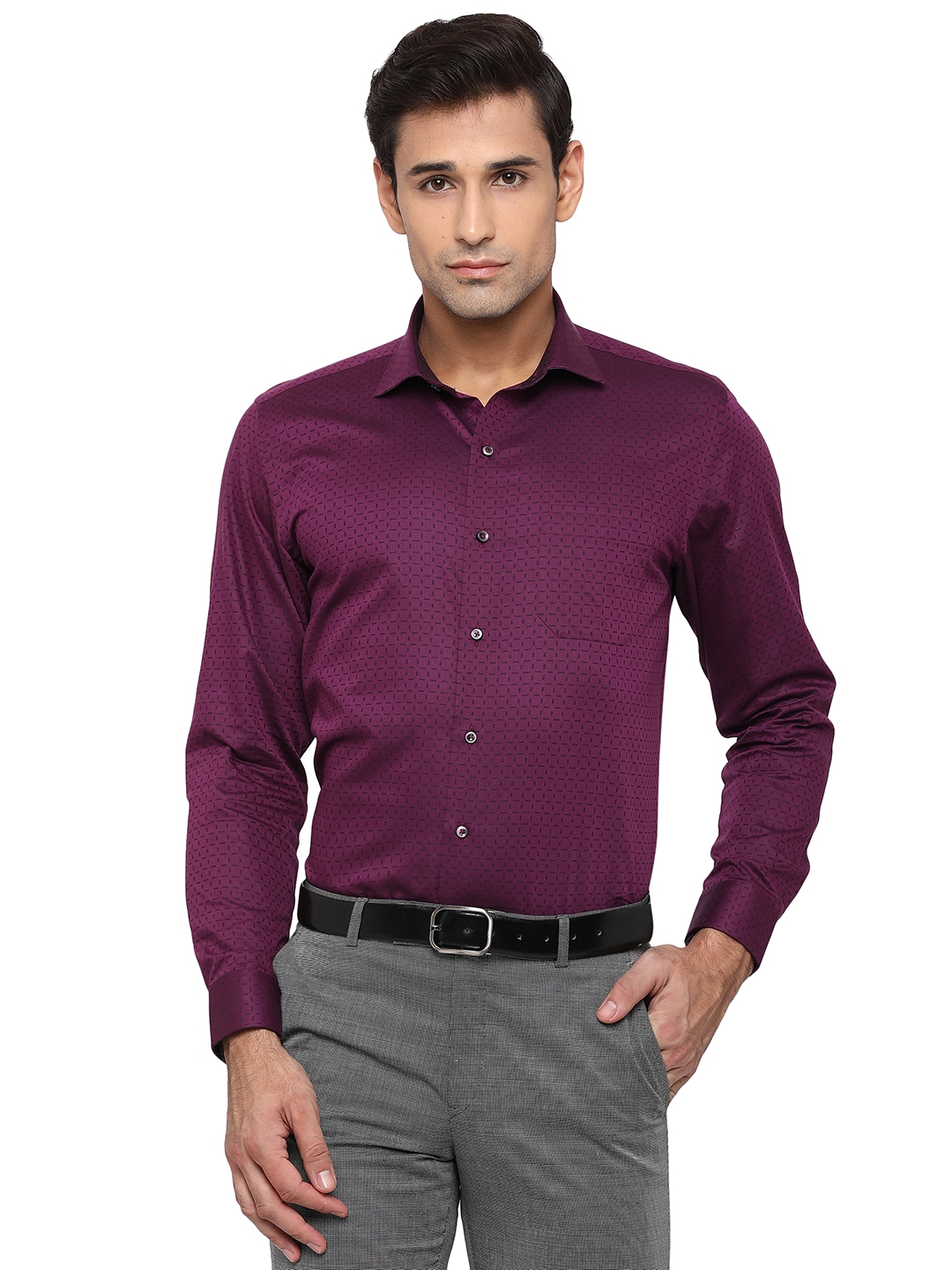 Greenfibre | Purple Printed Formal Shirts (GFS350/2,PURPLE DOBBY (E-COM))