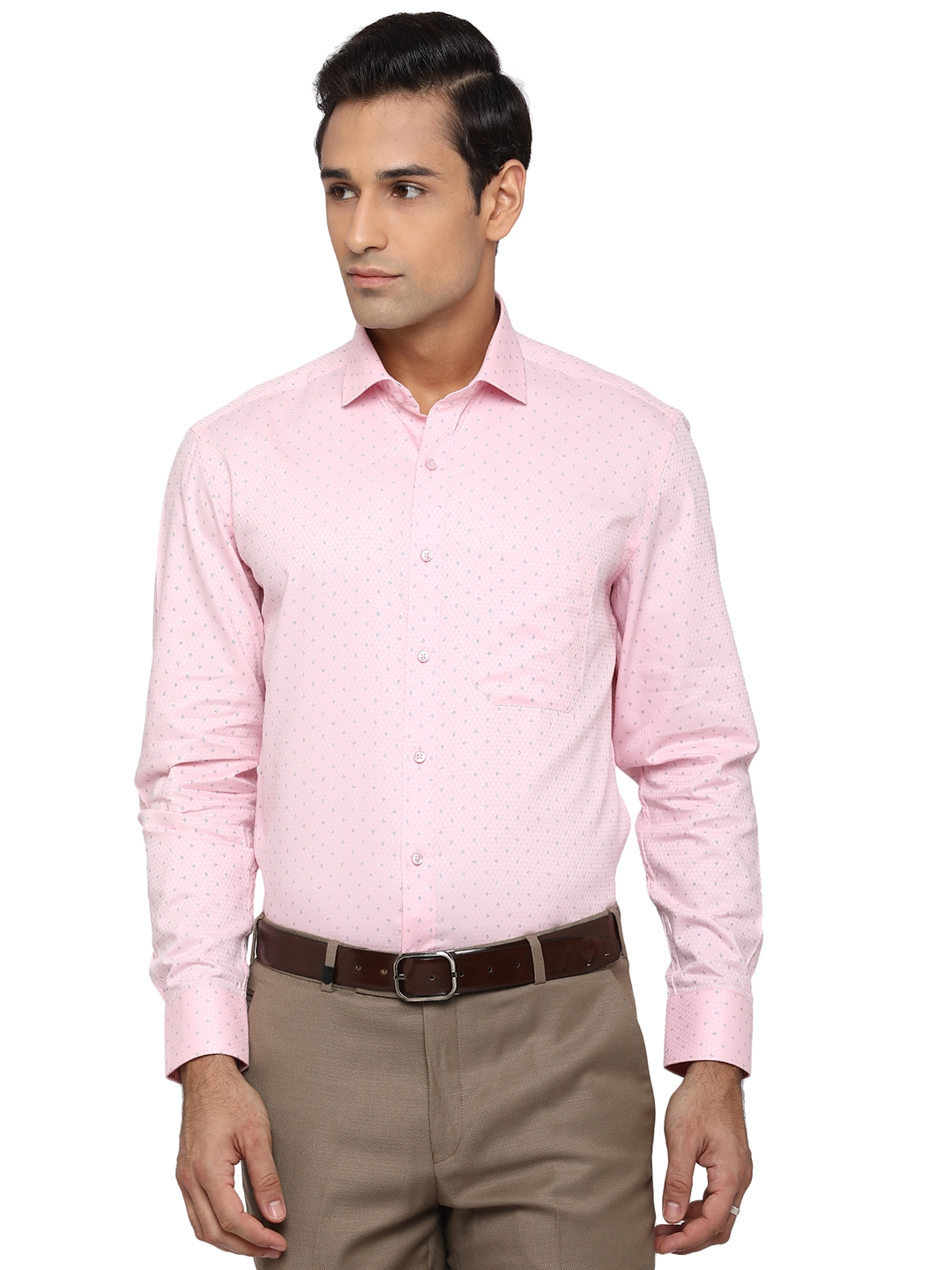 Greenfibre | Light Pink Dobby Regular Fit Formal Shirt | Greenfibre