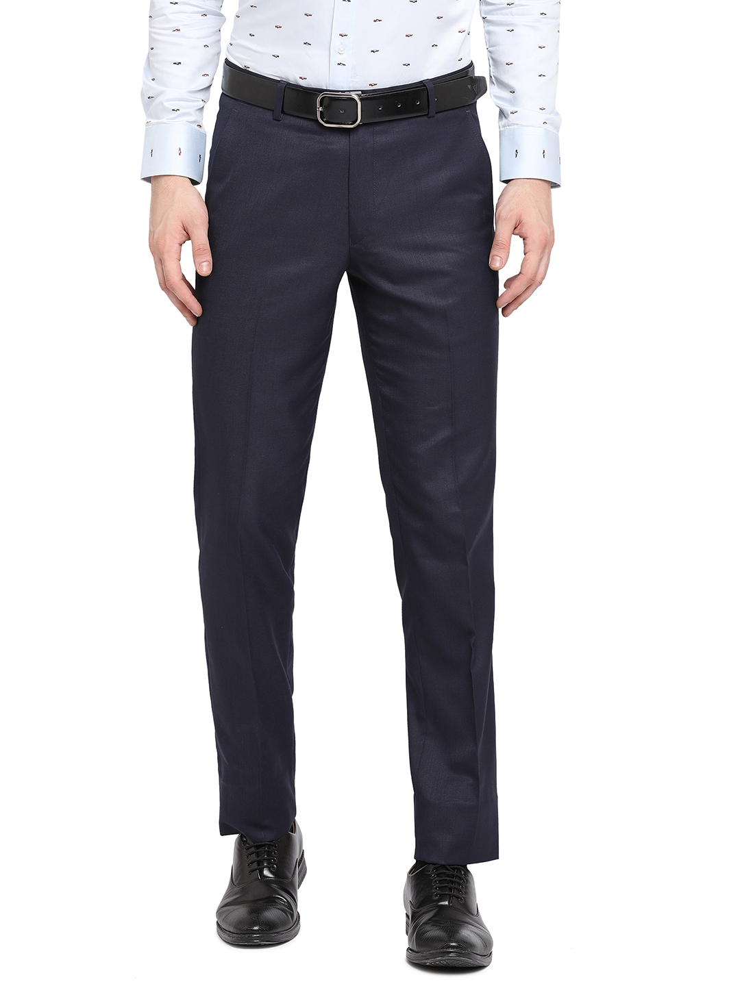 Greenfibre | Blue Solid Formal Trousers (TGFS192/2,NAVY SELF)