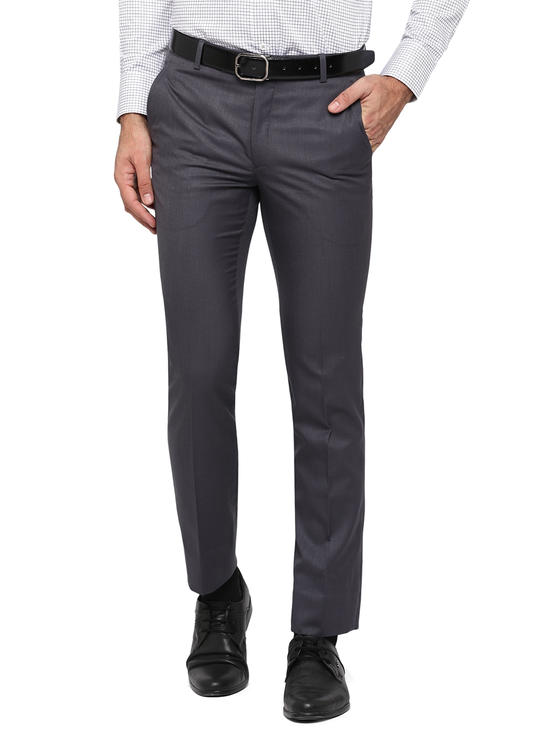 Greenfibre | Dark Grey Solid Slim Fit Formal Trouser | Greenfibre