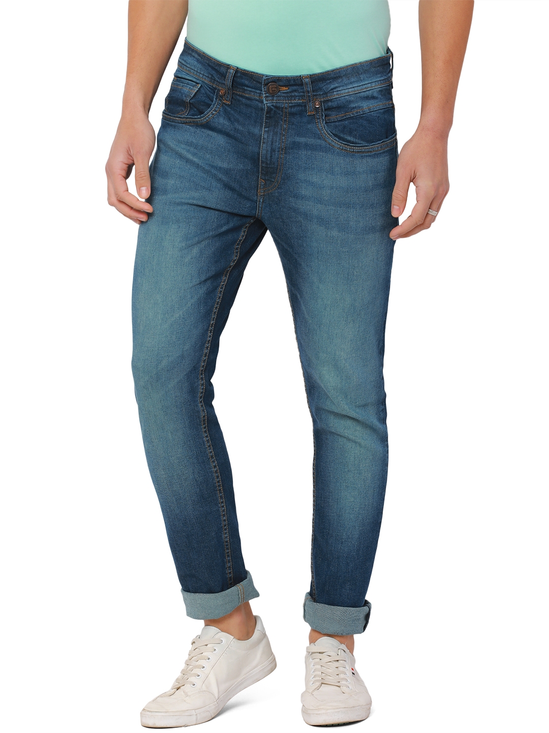 Raw Blue Washed Straight Fit Jeans | Greenfibre