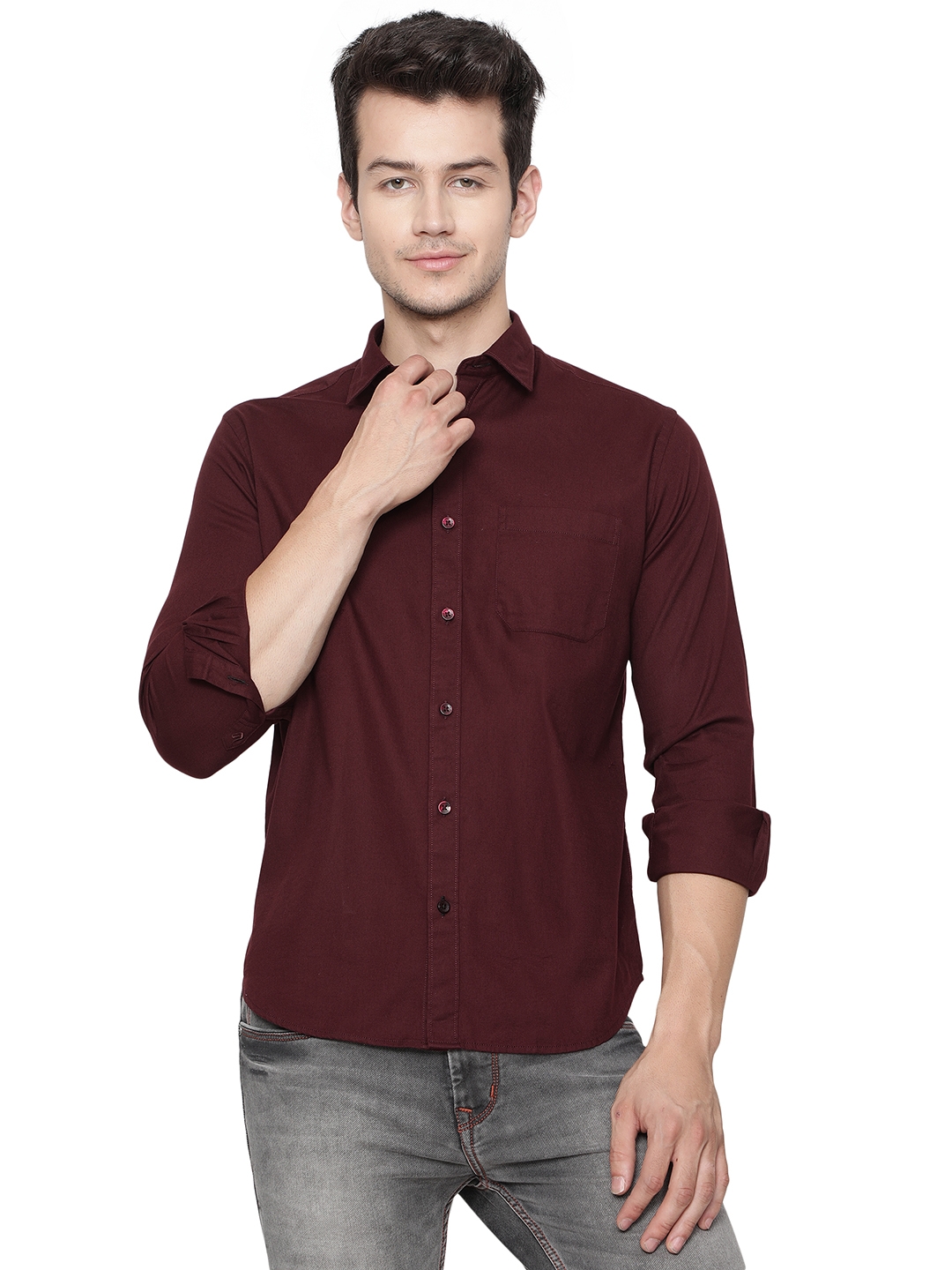 Wine Solid Classic Fit Casual Shirt | Greenfibre