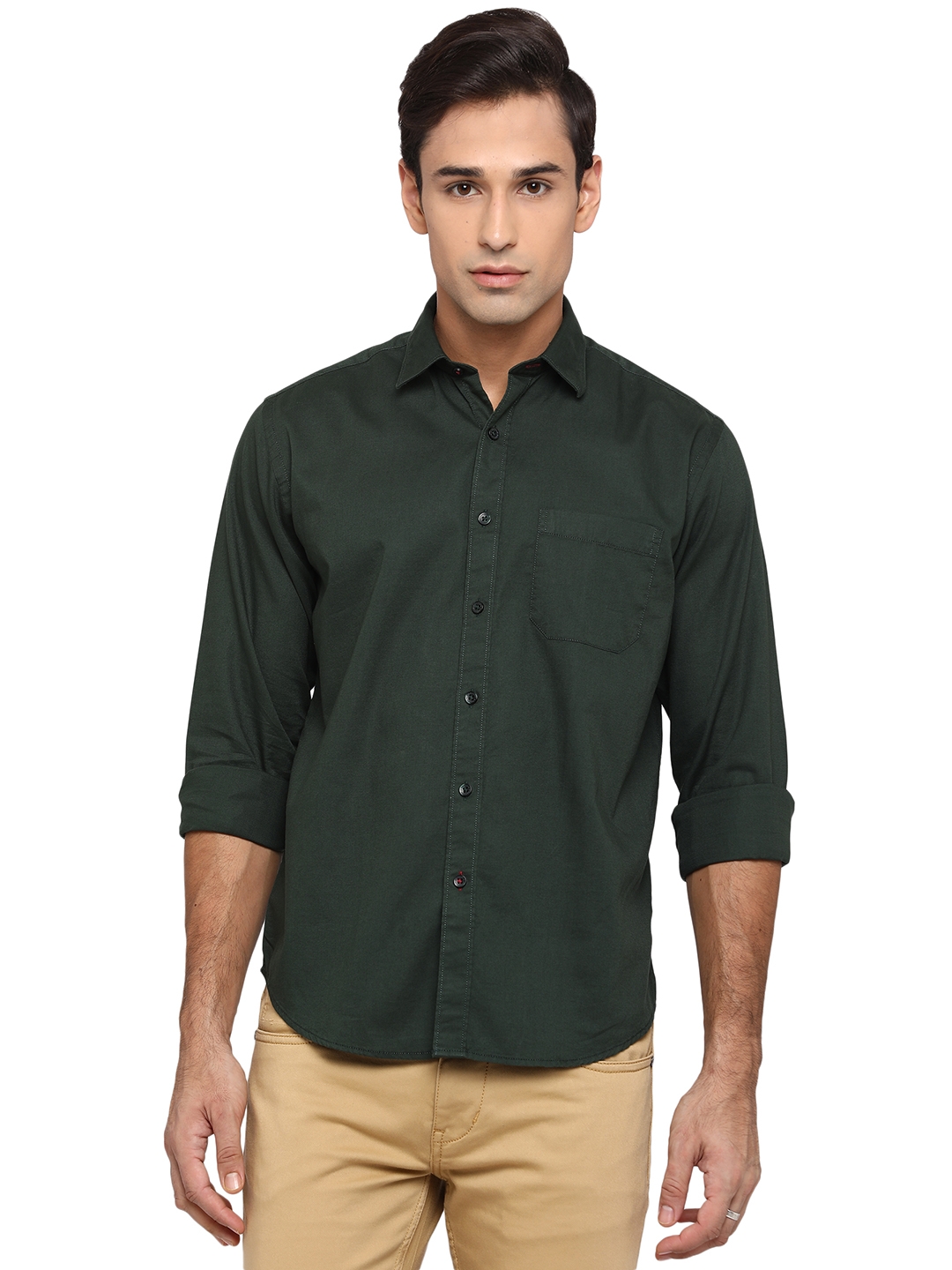 Jungle Green Solid Classic Fit Casual Shirt | Greenfibre