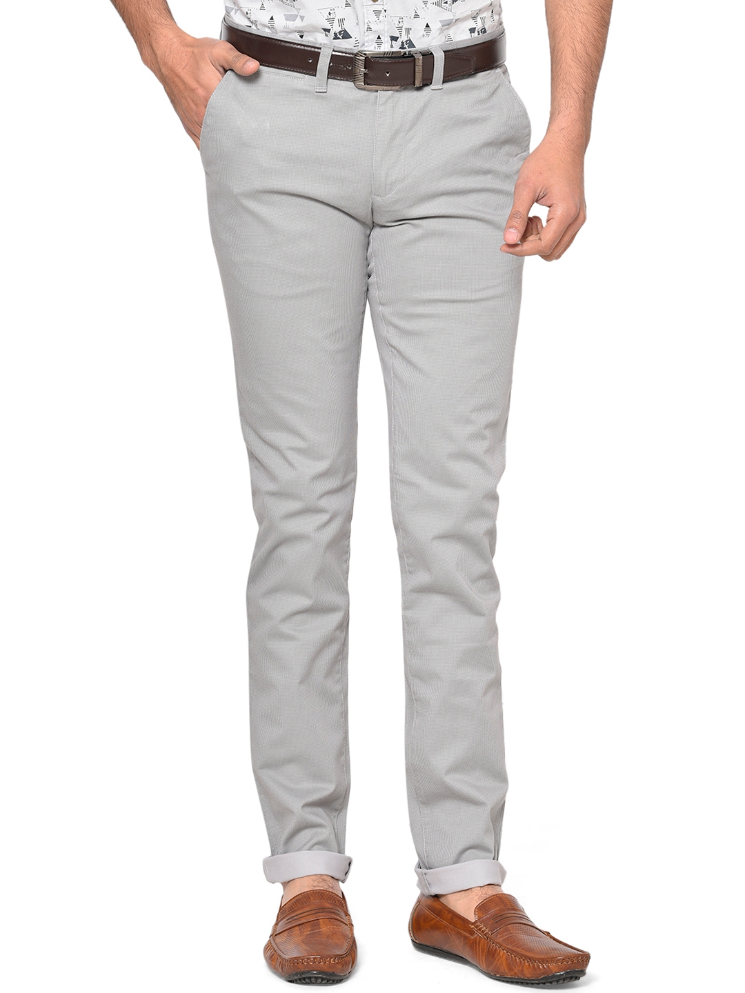 Steel Grey Solid Super Slim Fit Casual Trouser | Greenfibre