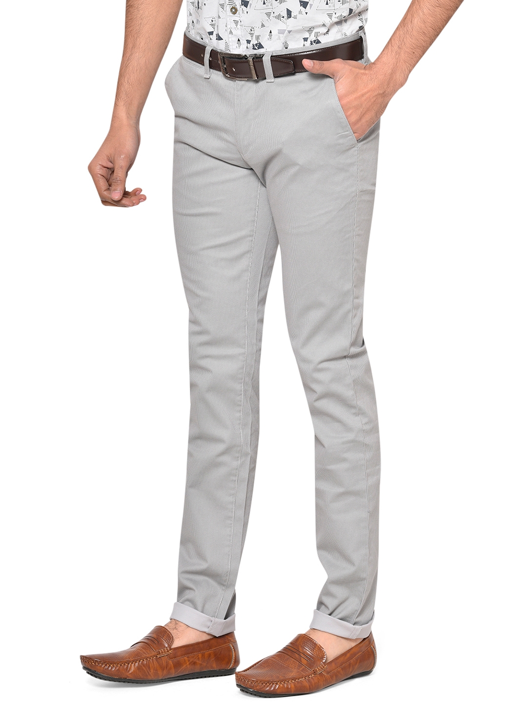 Steel Grey Solid Super Slim Fit Casual Trouser | Greenfibre