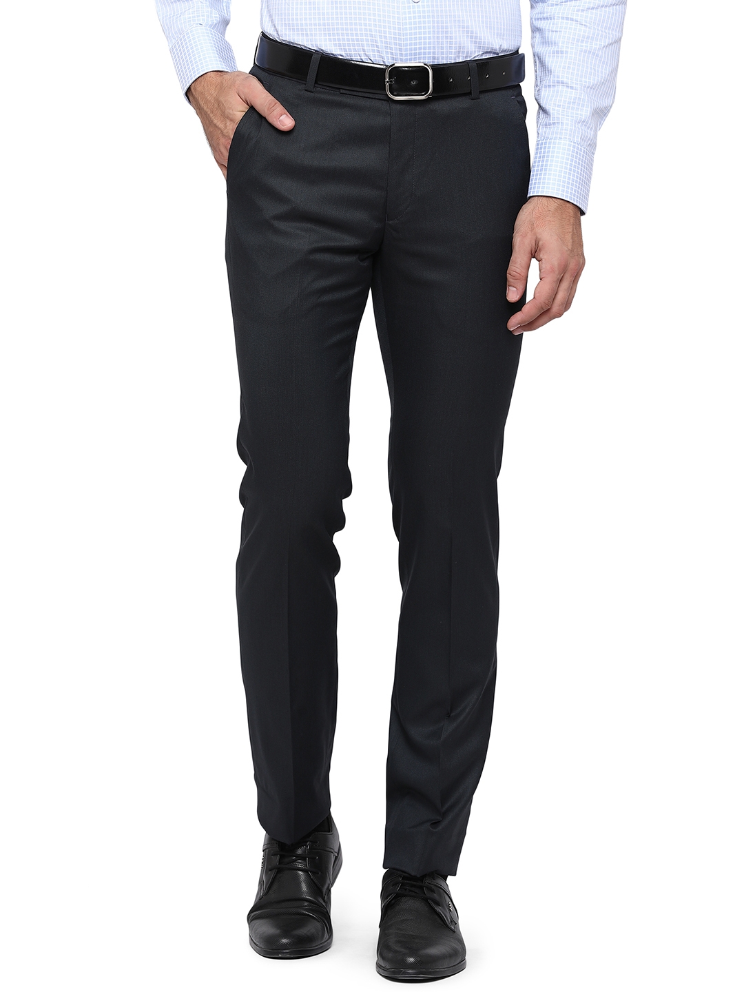 Greenfibre | Blue Solid Formal Trousers (TGFS191/2,BLUE (E-COM))