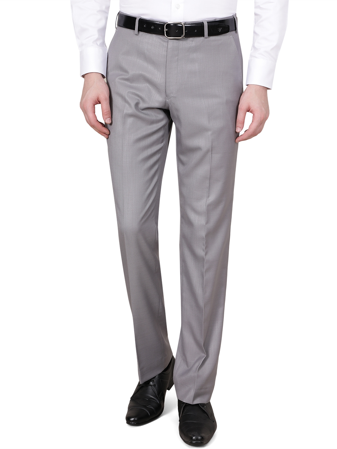 Grey Solid Classic Fit Formal Trouser | Greenfibre
