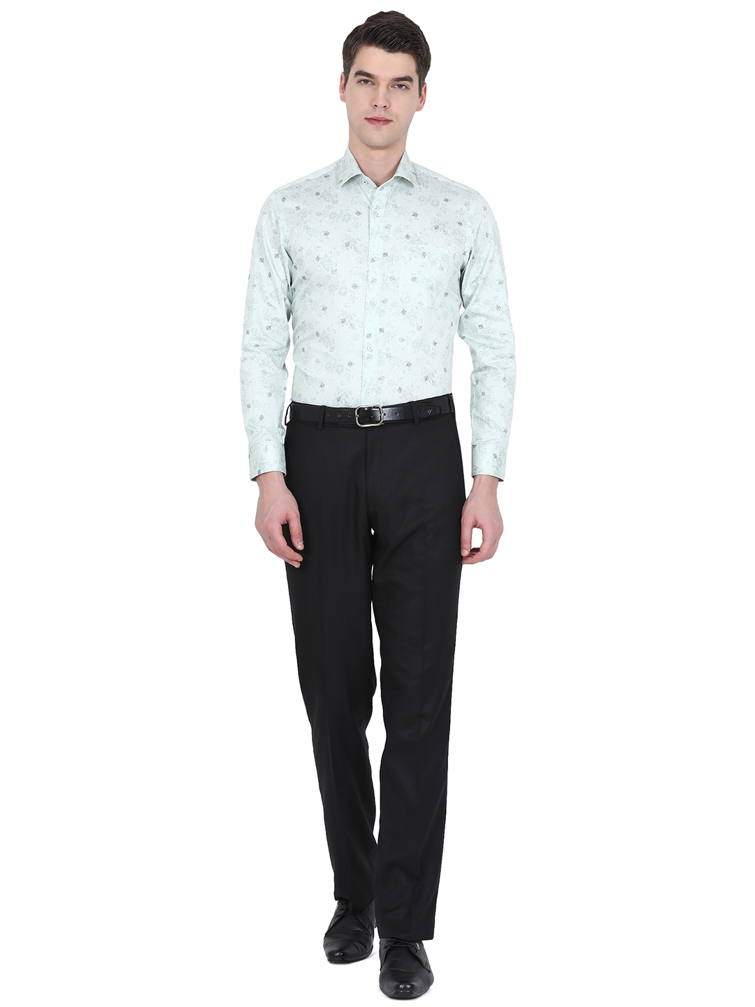 Black Solid Classic fit Formal Trouser | Greenfibre