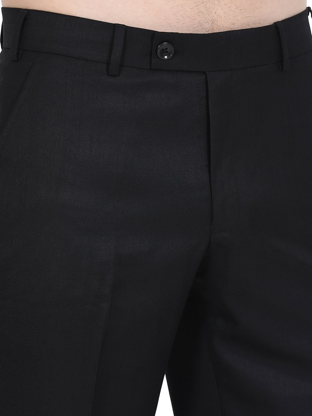 Black Solid Classic fit Formal Trouser | Greenfibre
