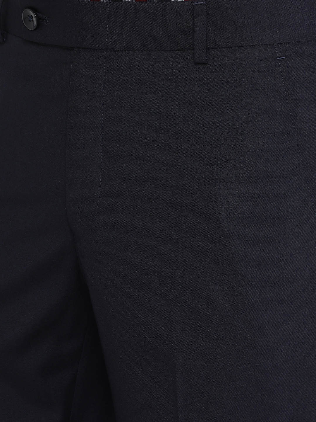 Navy Blue Solid Slim Fit Formal Trouser | Greenfibre