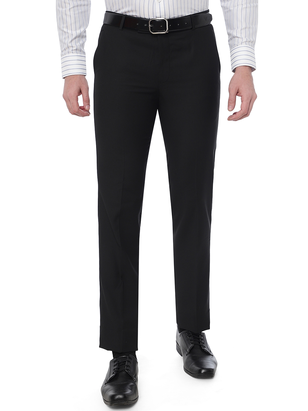 Black Solid Slim Fit Formal Trouser | Greenfibre