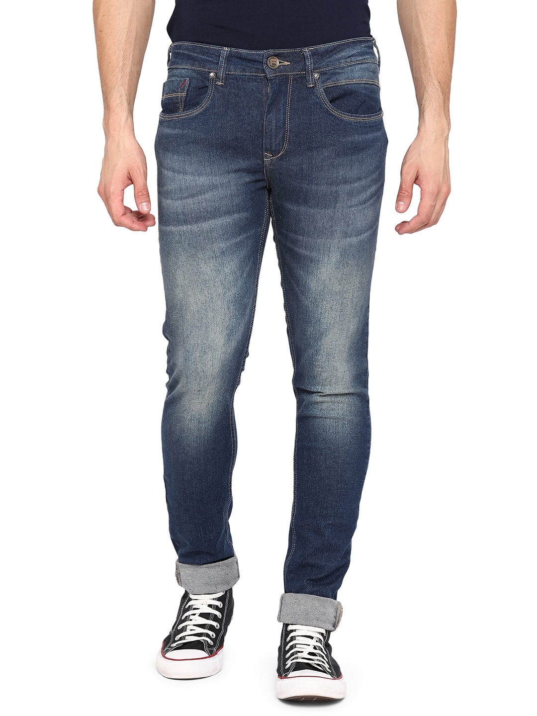 Greenfibre | Mid Blue Washed Narrow Fit Jeans | Greenfibre