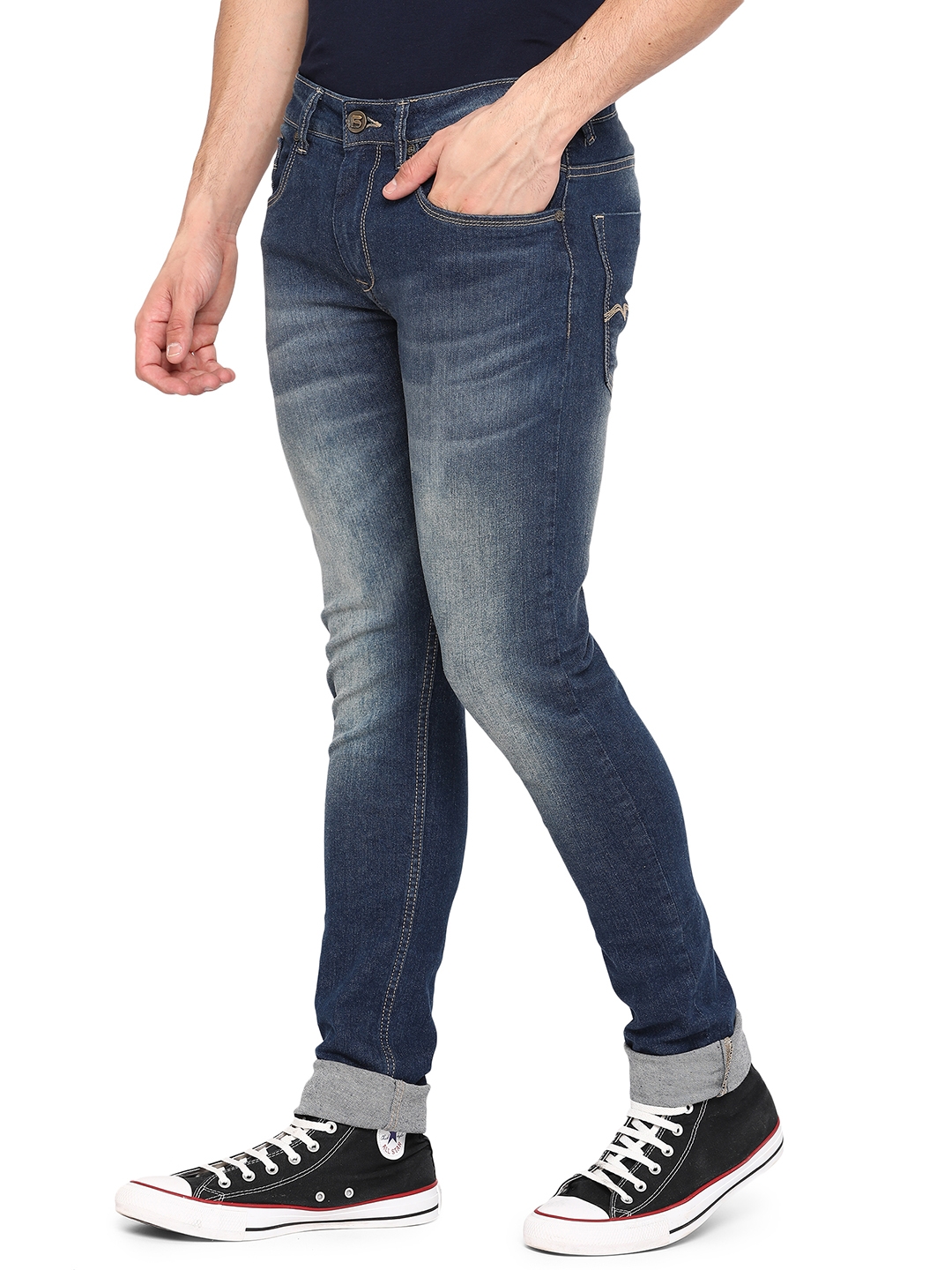 Mid Blue Washed Narrow Fit Jeans | Greenfibre