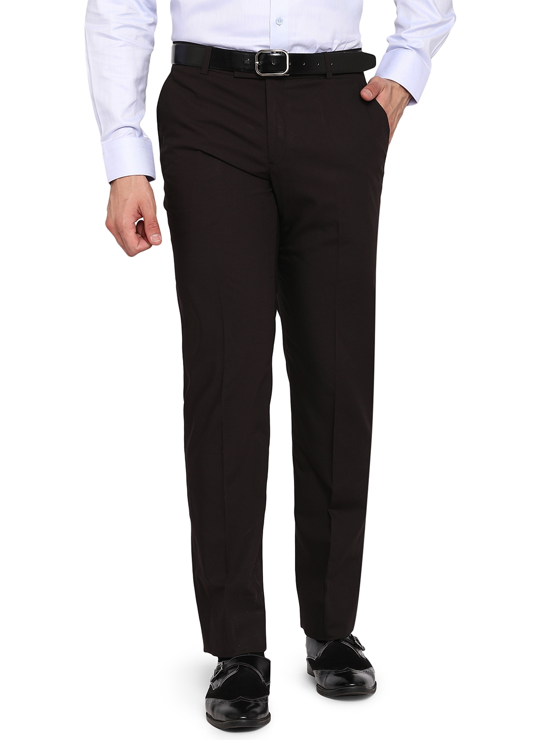 Black Solid Classic Fit Formal Trouser | Greenfibre
