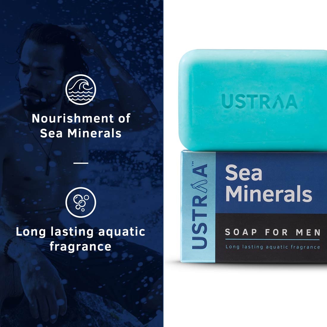 Ustraa Blue Deodorant - 150 ml & Sea Minerals Soap - 100g (Pack Of 4)