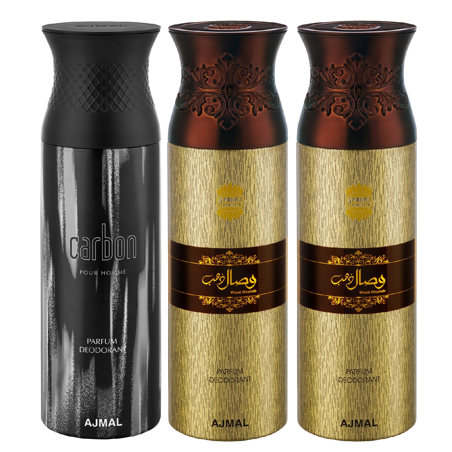 Ajmal | Ajmal Carbon & Wisal Dahab & Wisal Dahab Deodorant Spray - For Men (200 ml, Pack of 3)