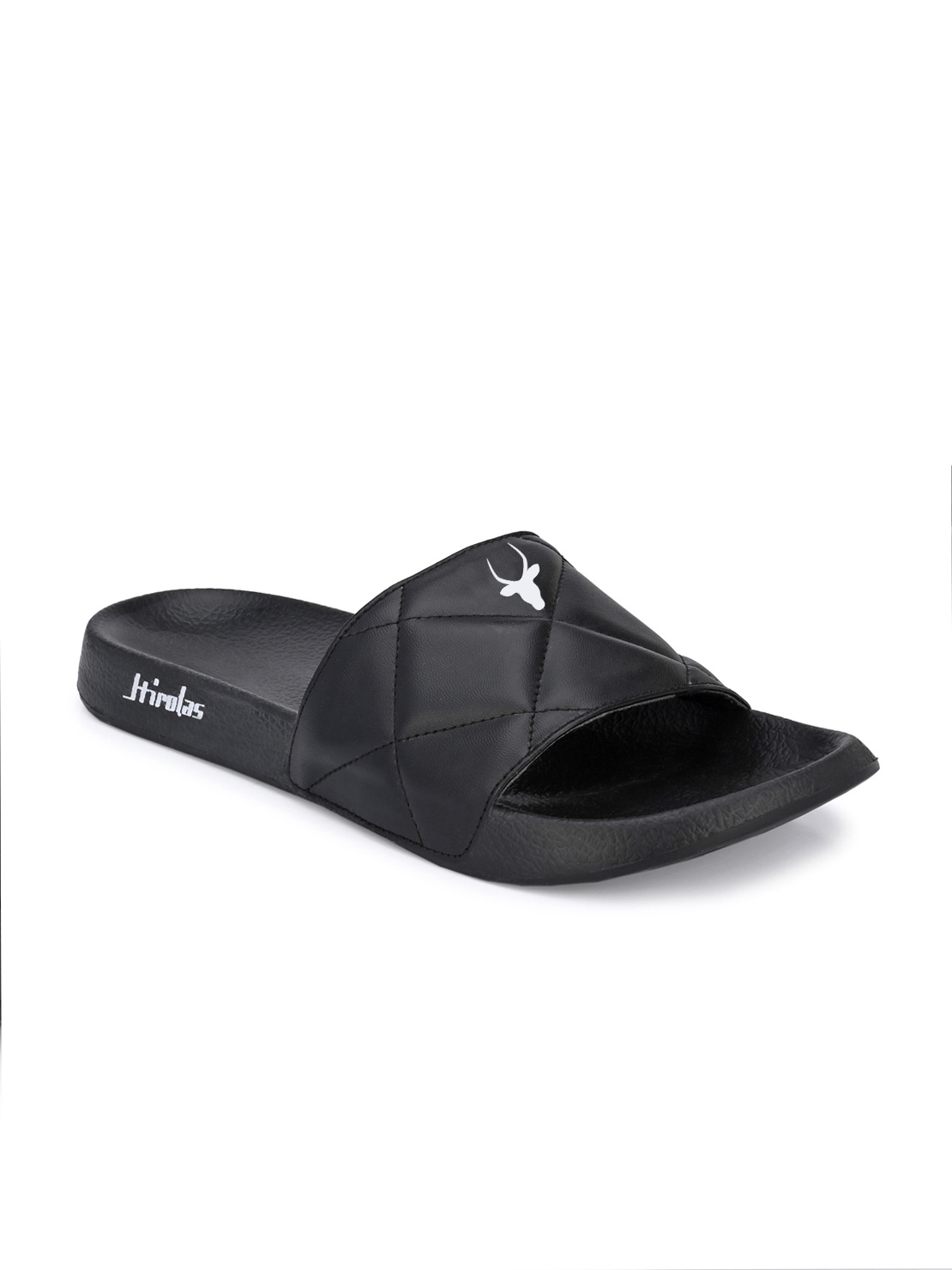 Hirolas | Hirolas® Men Quilted Slipper Sliders - Black