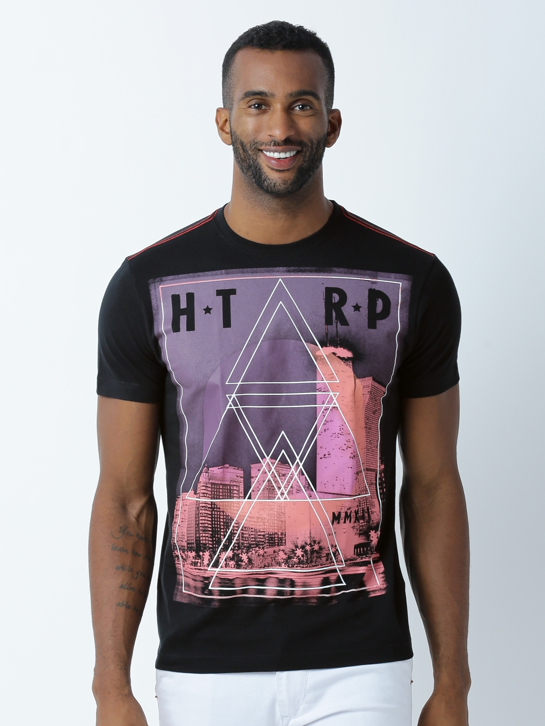 HUETRAP | Huetrap Mens Graphic Round Neck Short Sleeve Black Tshirt