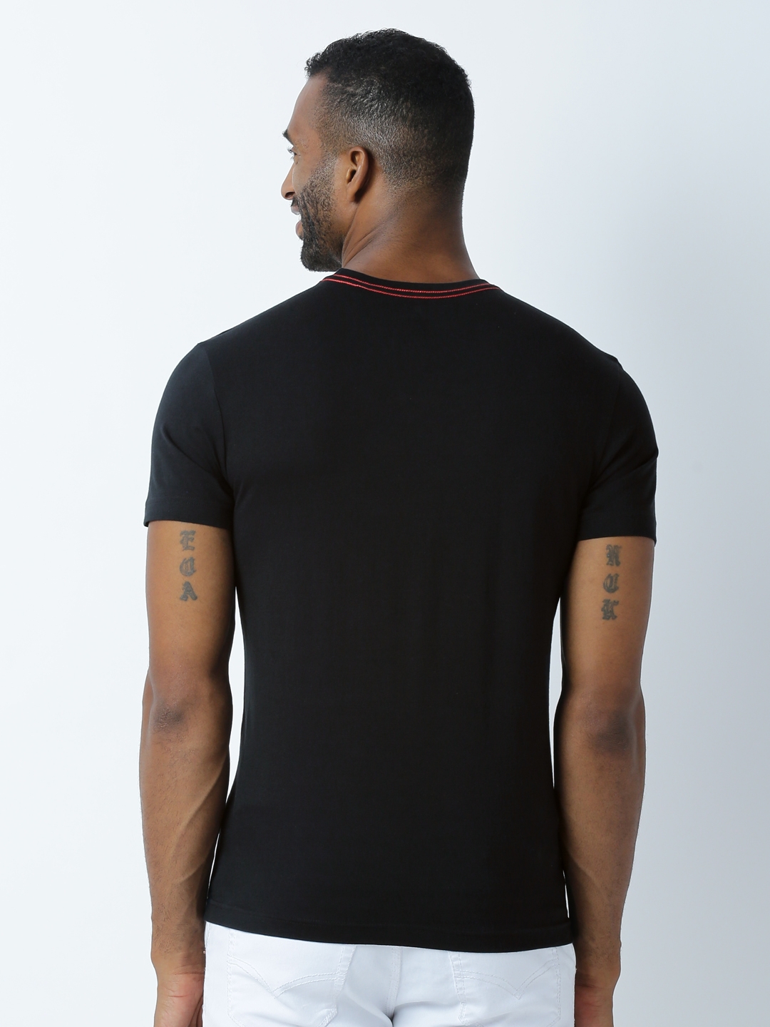 HUETRAP | Huetrap Men's Graphic Round Neck Short Sleeve Black T-Shirt 2