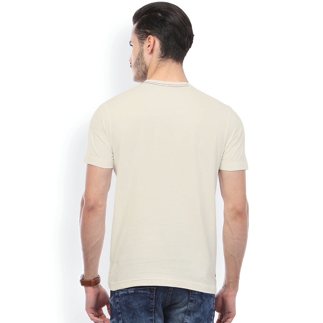 HUETRAP | Huetrap Men's Graphic Round Neck Short Sleeve Off White T-Shirt 1