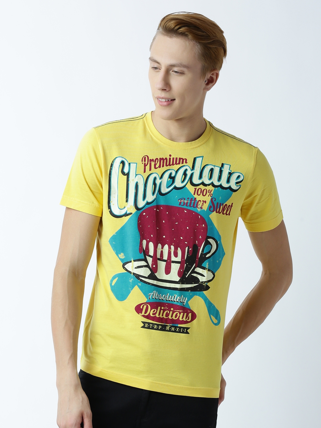 HUETRAP | Yellow Premium Chocolate Short Sleeve T Shirt 