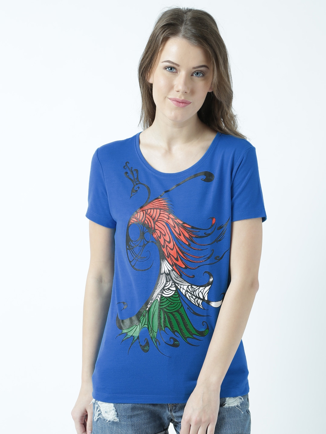 HUETRAP | Blue Trendy Round Neck Printed T-shirt