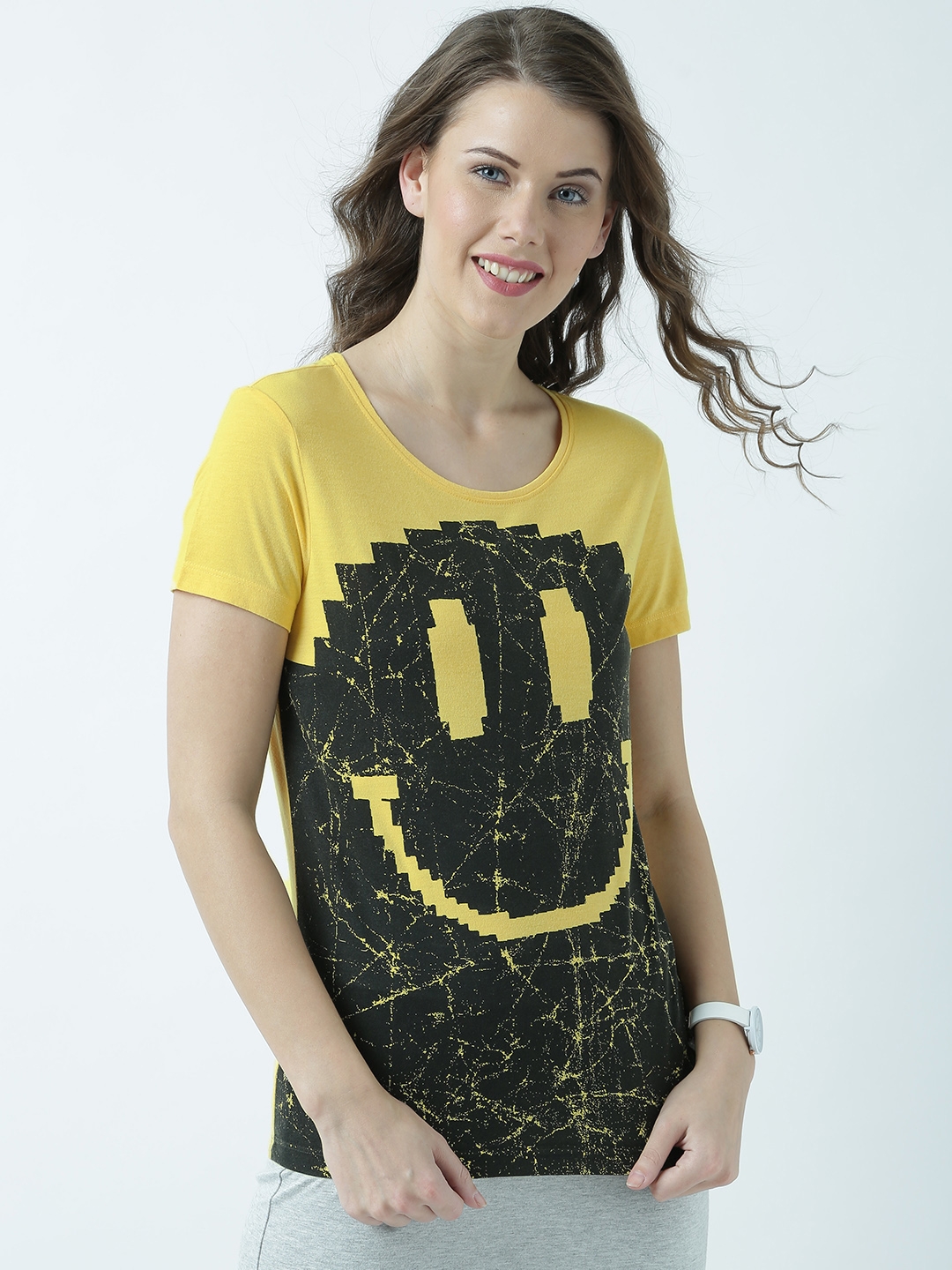 HUETRAP | Bright Yellow Smiley Print T-shirt
