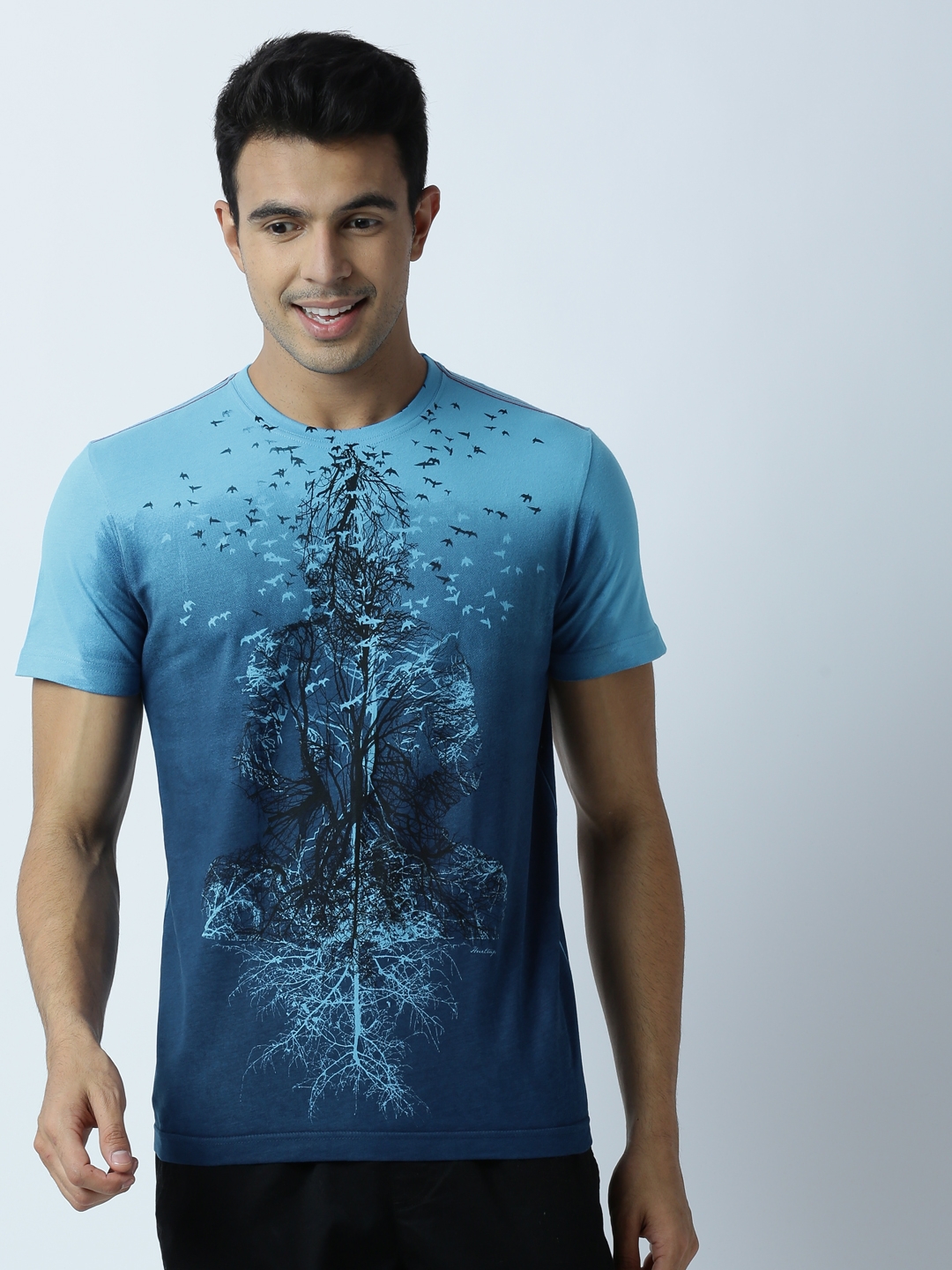HUETRAP | Blue Spiritual Freedom Encapsulated Dual Tone T Shirt