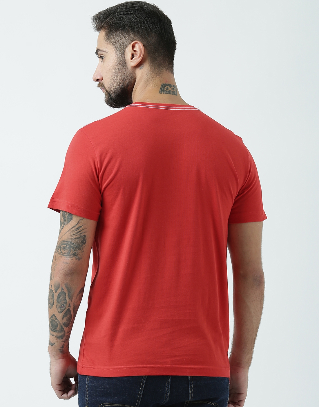 HUETRAP | Huetrap Men's Graphic Round Neck Short Sleeve Red T-Shirt 1