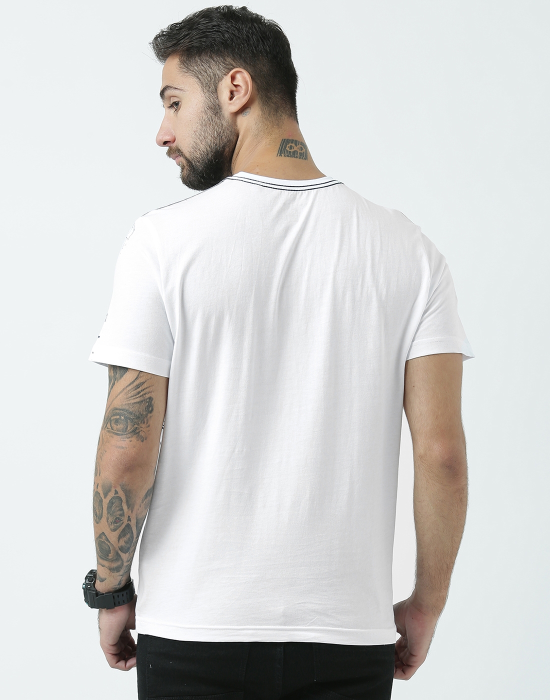 HUETRAP | Huetrap Men's Graphic Round Neck Short Sleeve White T-Shirt 1