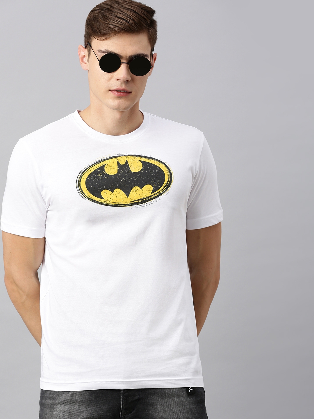 HUETRAP | Batman White and Black Printed Rogue Round Neck T-Shirt