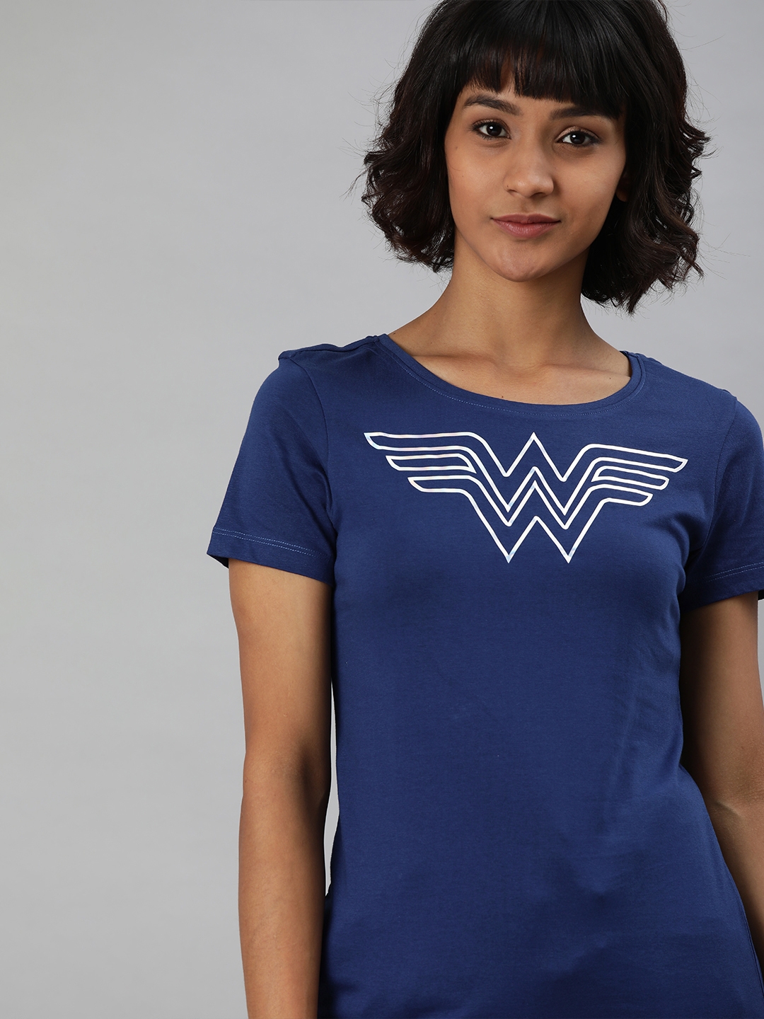 HUETRAP | Blue Wonder Women Navy Printed Rogue Round Neck T-Shirt