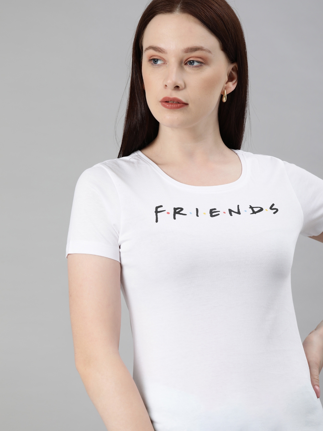 HUETRAP | Friends White Printed Rogue Round Neck T-Shirt