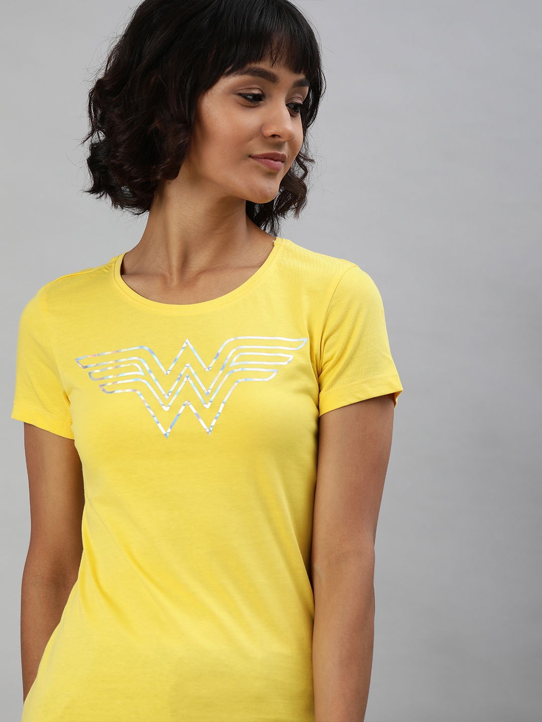HUETRAP | Wonder Women Yellow Printed Rogue Round Neck T-Shirt