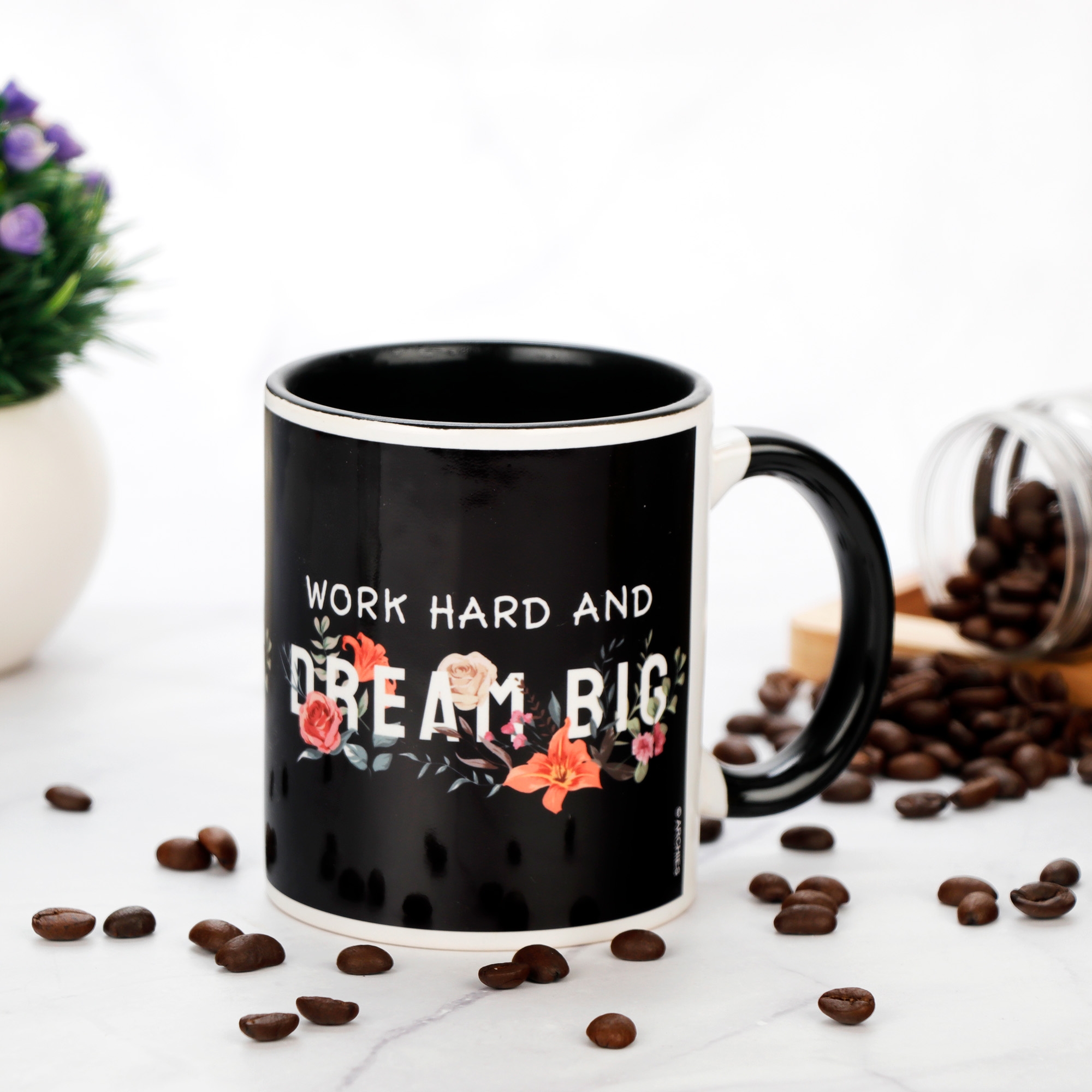 Archies | Archies KEEPSAKE MUG - WORK HARD AND DREAM BIG Mug Coffee Cup White Printed Ceramic Gift  (12 x 11 x 9) (350 ml)