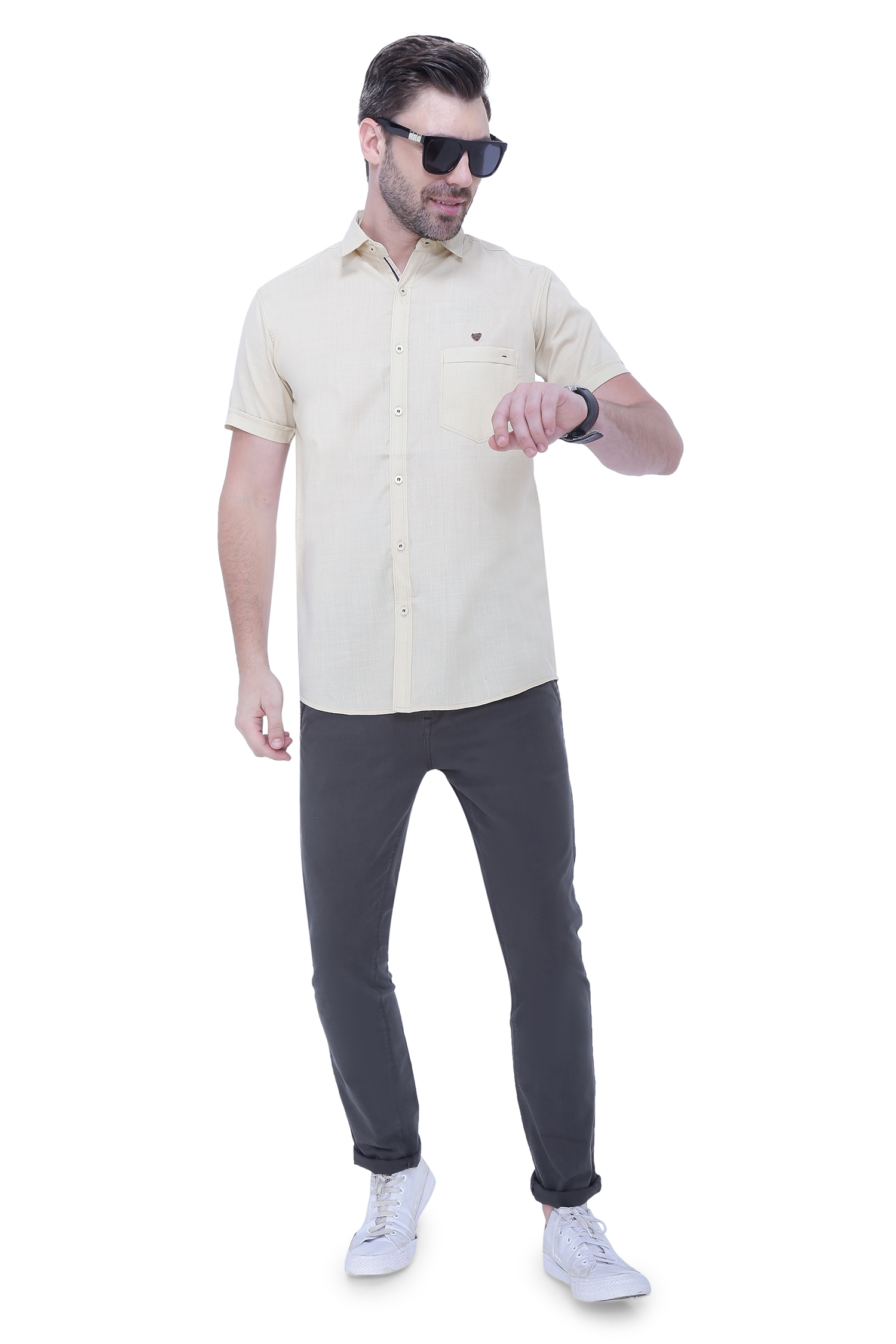 Kuons Avenue Men's Linen Blend Half Sleeves Casual Shirt-KACLHS1223
