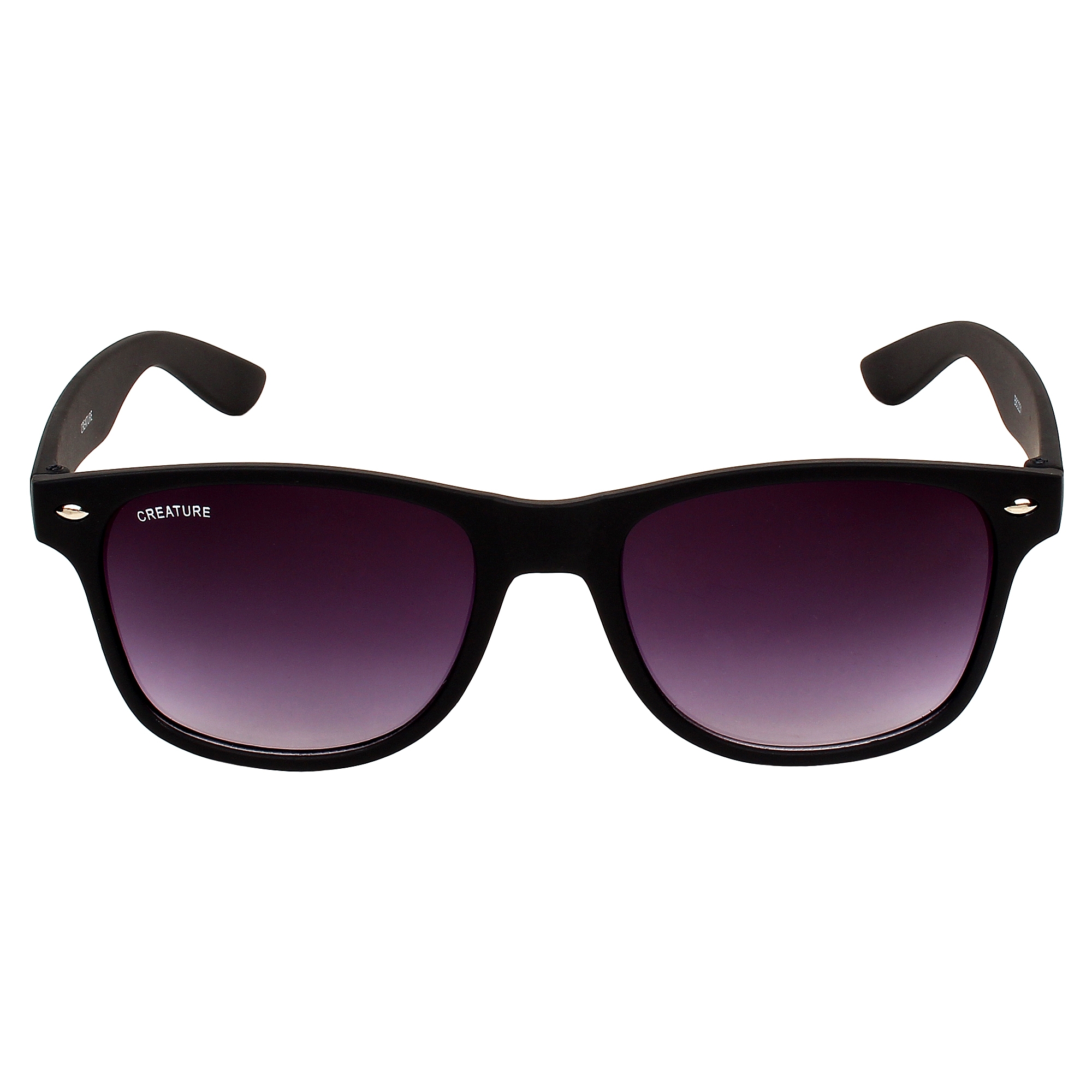 CREATURE | CREATURE Black Matte Finish UV Protected Unisex Sunglasses (Lens-Purple|Frame-Black)