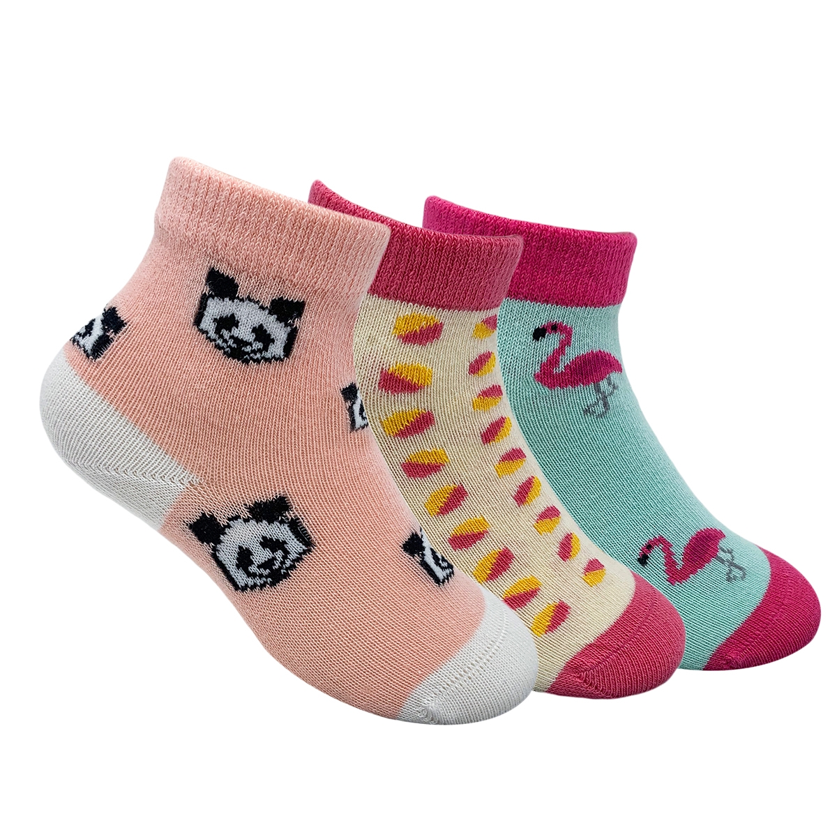 Mint & Oak | Mint & Oak Pink Delight Cotton Multi Ankle Length Socks for Kids - Pack of 3