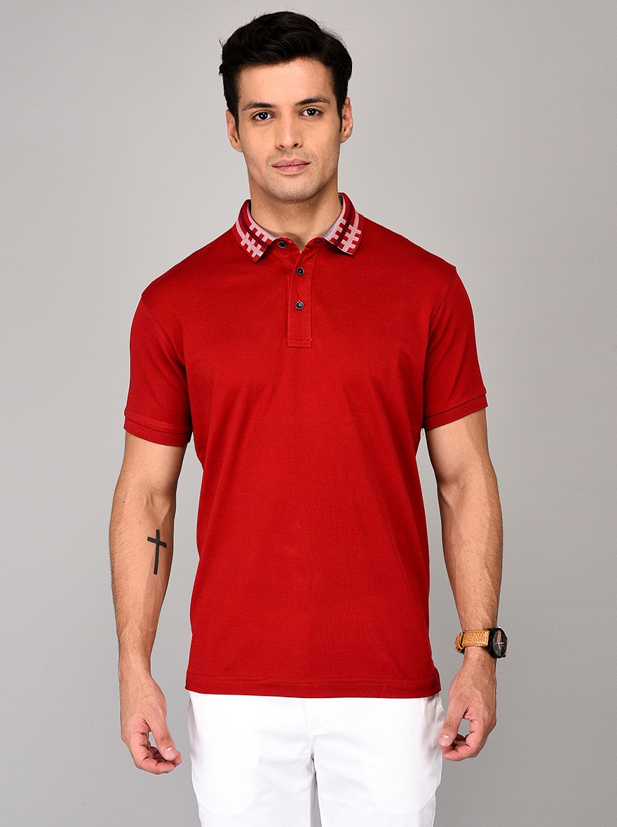 JadeBlue | Red Solid T-Shirts (JBP-SS-218/E RED)