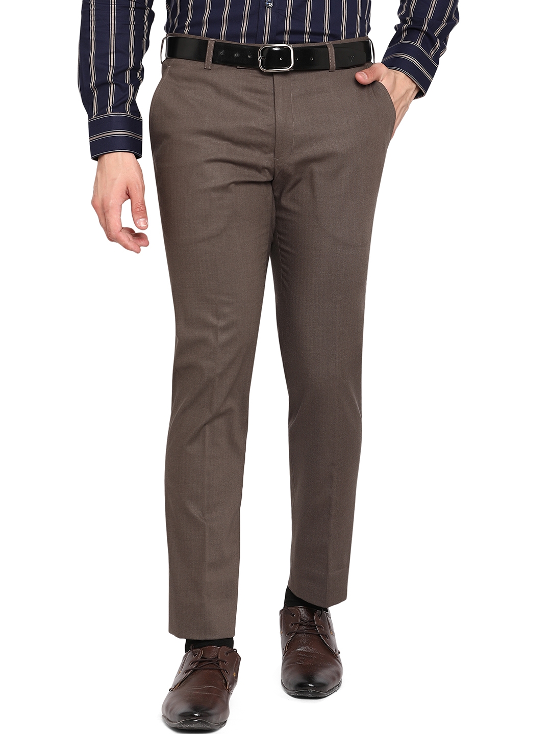 JadeBlue | Grey Solid Formal Trousers (YT48/1,CHARCOAL GREY SELF)