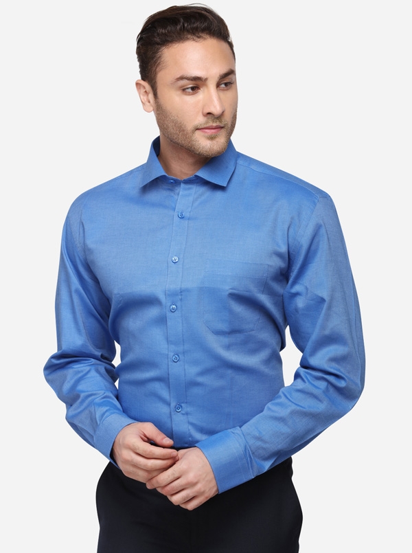 JadeBlue | Dark Blue Solid Formal Shirts (JBR643/4,D.BLUE SELF (R))