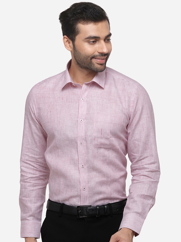 JadeBlue | Pink Striped Formal Shirts (JBR756/1,WHT D.PINK LNG)