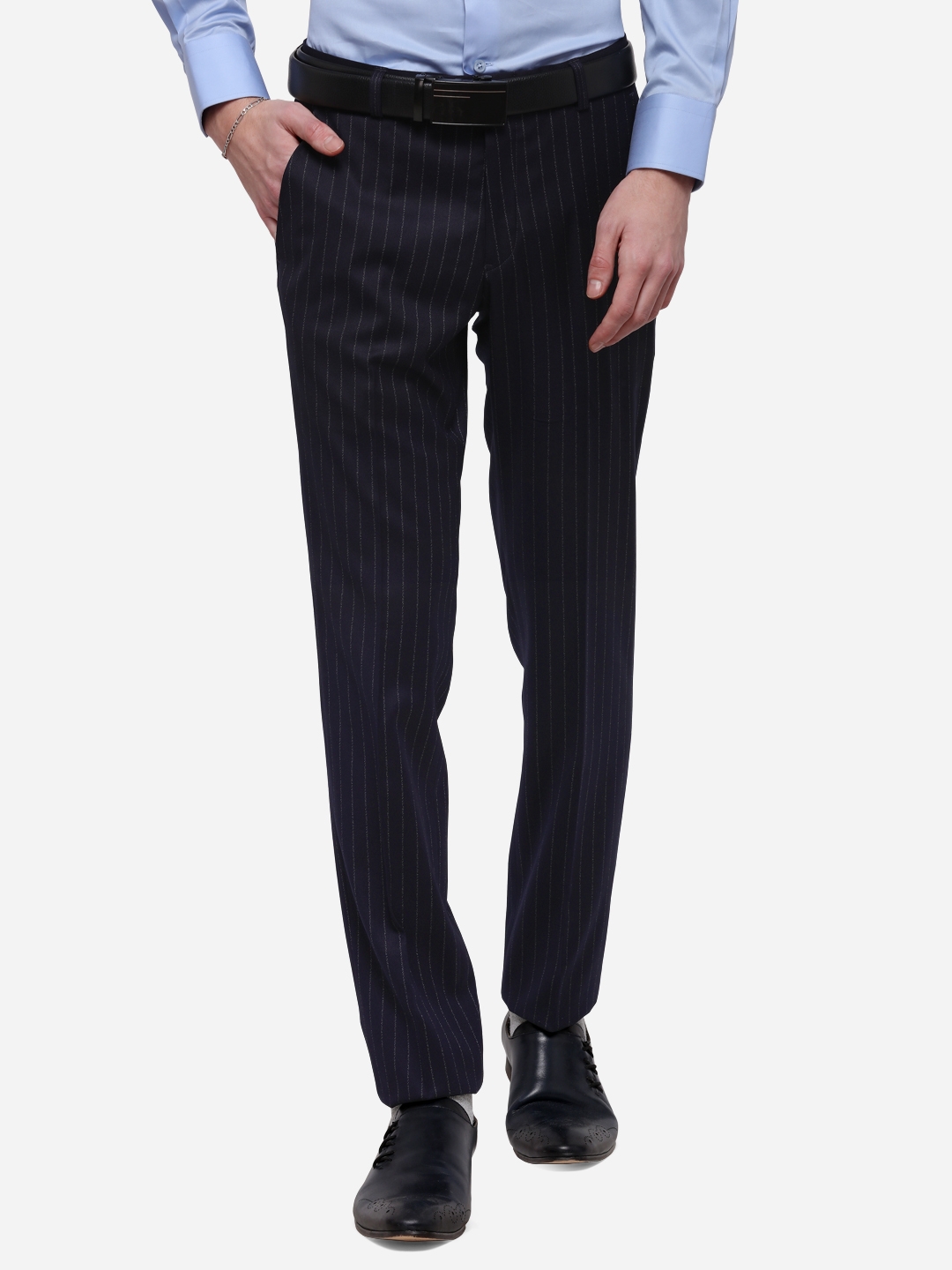 JadeBlue | Blue Striped Formal Trousers (YT33/2,NAVY BLUE LNG)