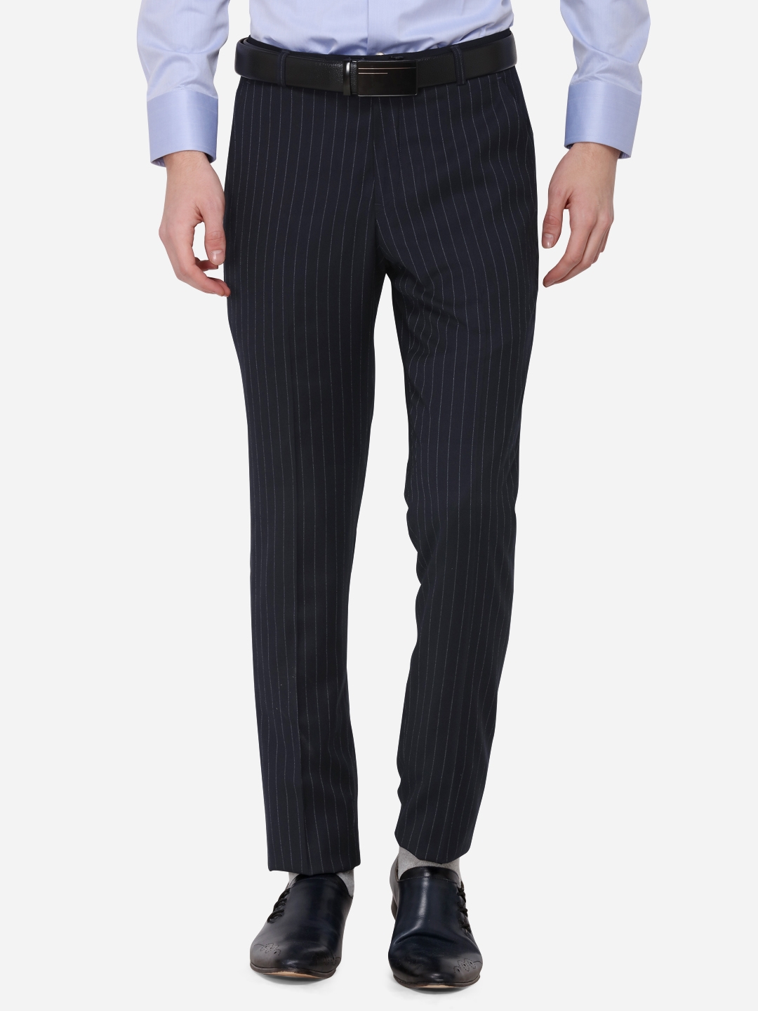 JadeBlue | Blue Striped Formal Trousers (YT32/1,NAVY LNG)