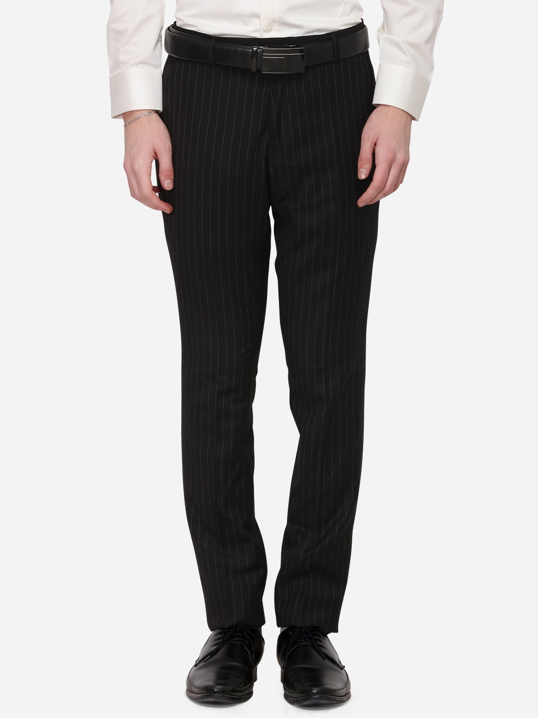 JadeBlue | Black Striped Formal Trousers (YT32/2,BLACK LNG)